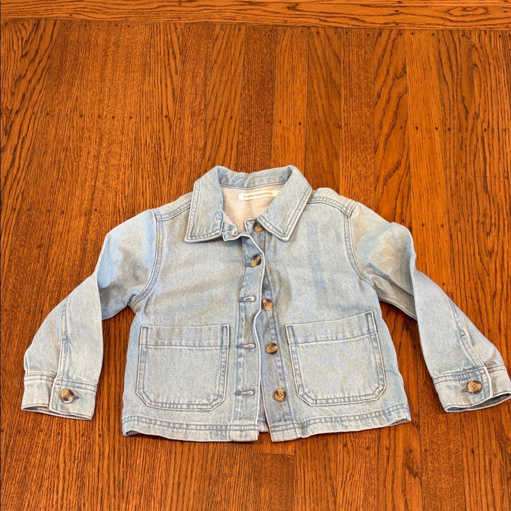 Monoprix Kids Denim Shacket – Lightweight Button Front Jacket – Size 4